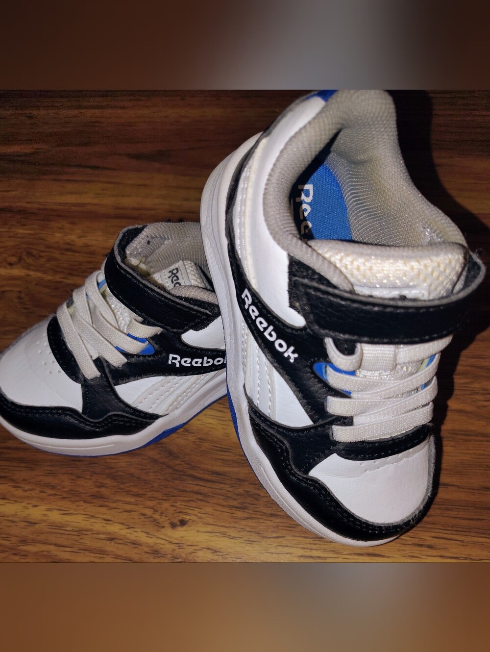 Reebok Toddler White, Black and Blue Sneakers
